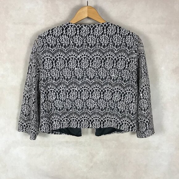 JESSICA HOWARD Tan/Black Lace Shrug Cardigan, 12P - Picture 10 of 13